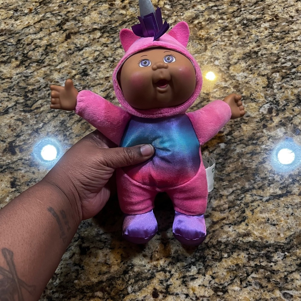 2021 Cabbage Patch Kids Cuties Pink Unicorn Plush Doll‎ 9 Inch Rainbow Tummy CPK